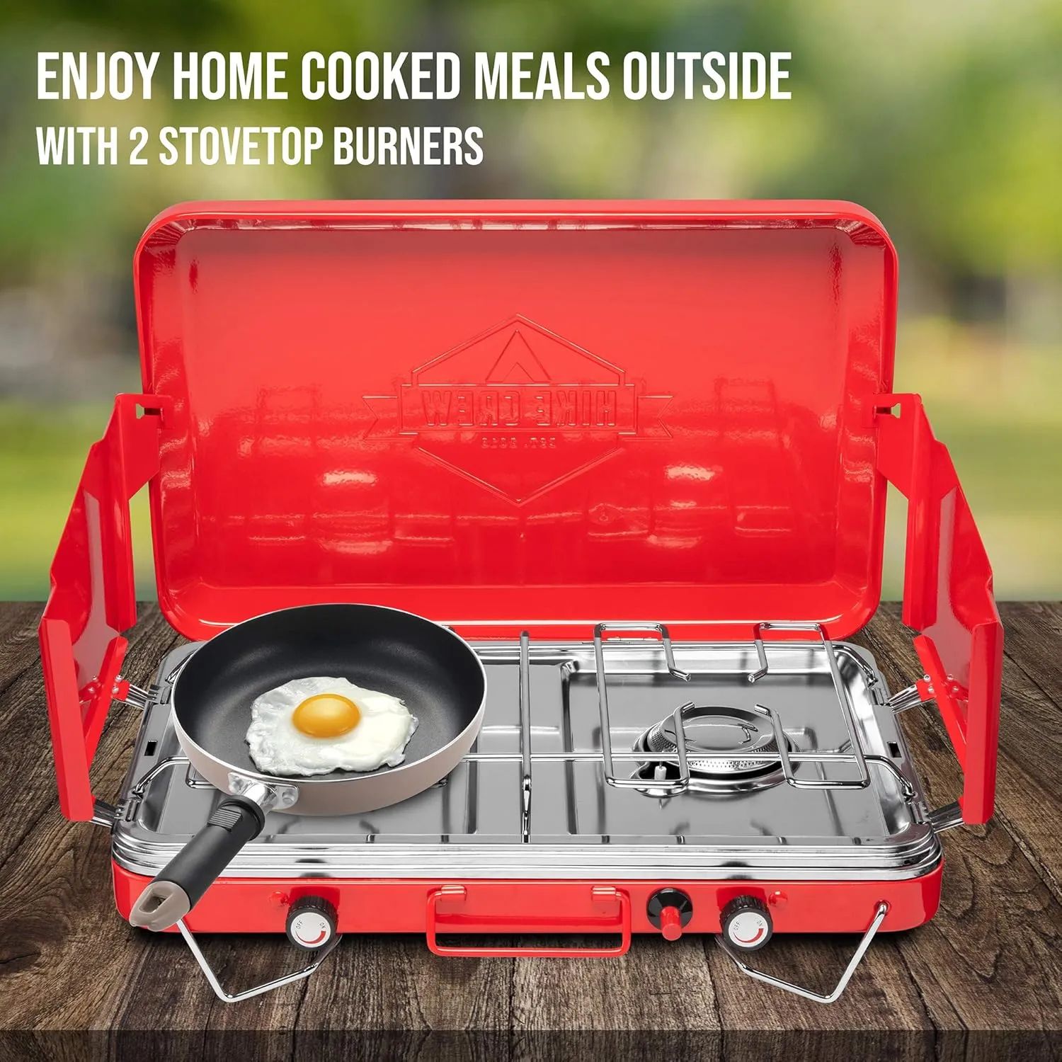 2 Burner Propane Stove, 20,000 BTU Portable Stove with Handle & Foldable Legs