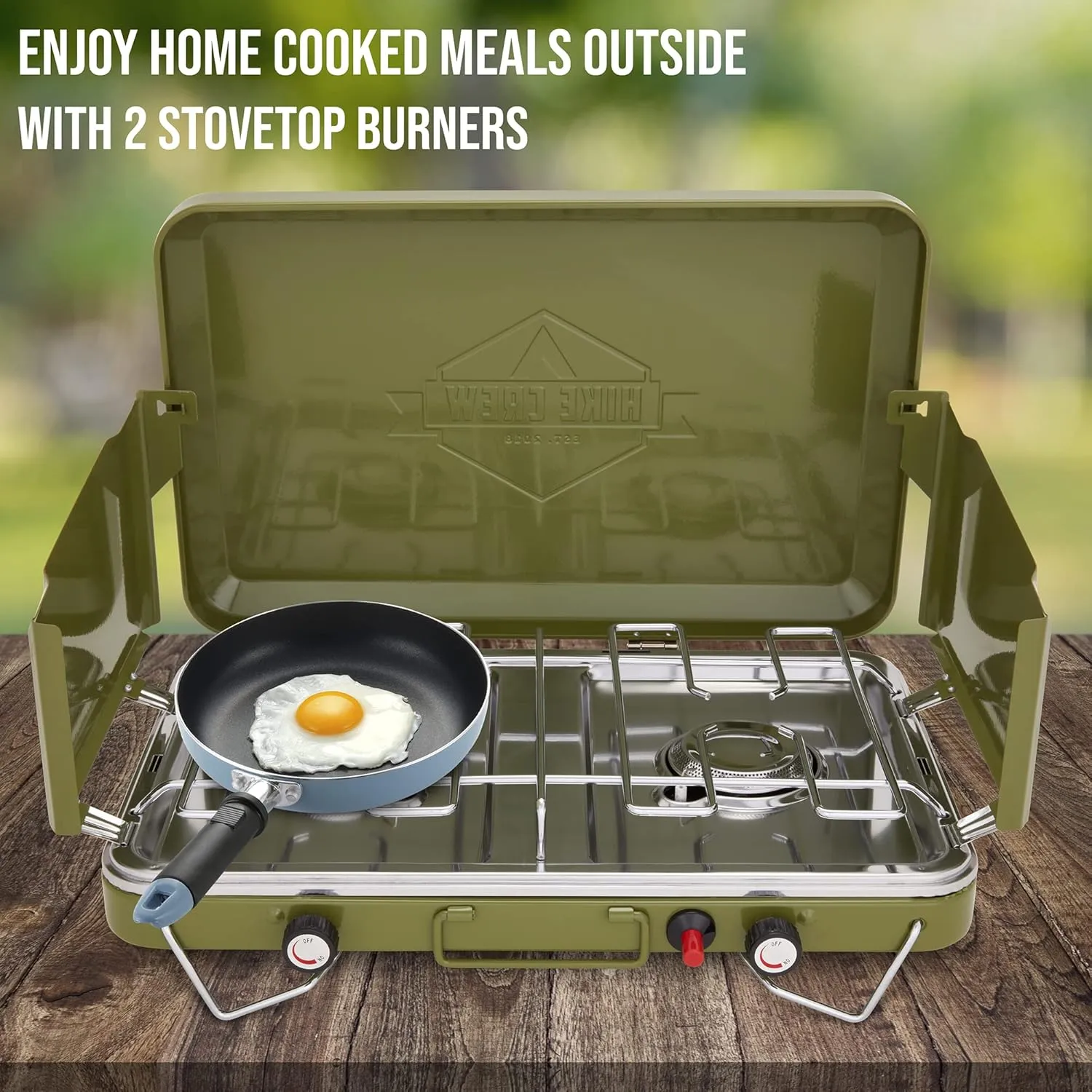 2 Burner Propane Stove, 20,000 BTU Portable Stove with Handle & Foldable Legs