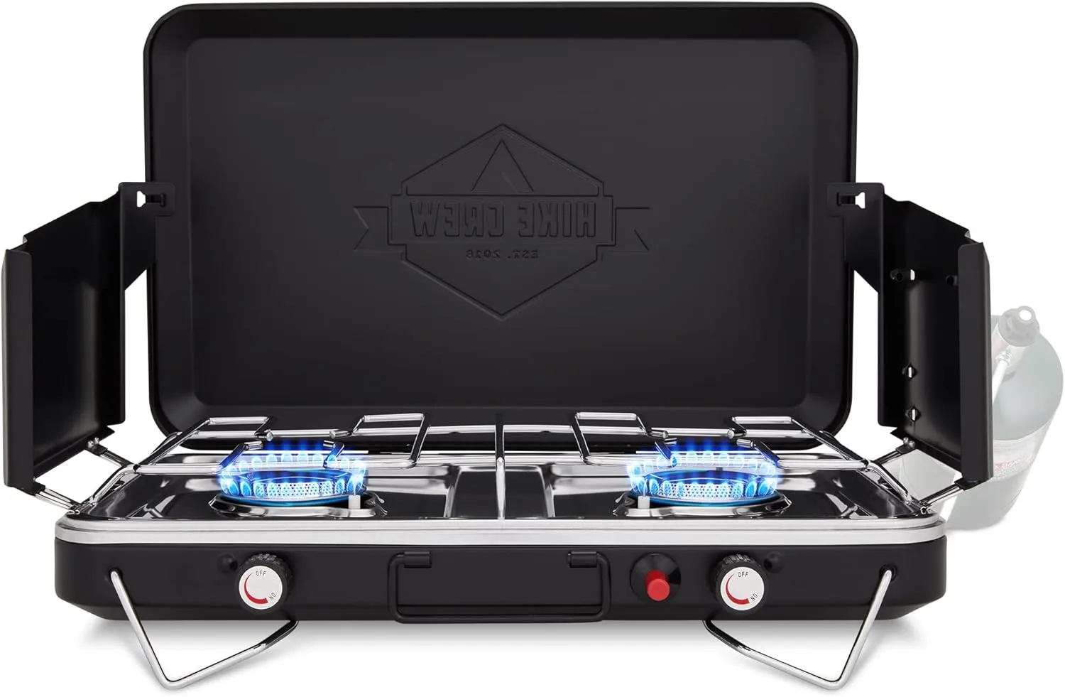 2 Burner Propane Stove, 20,000 BTU Portable Stove with Handle & Foldable Legs