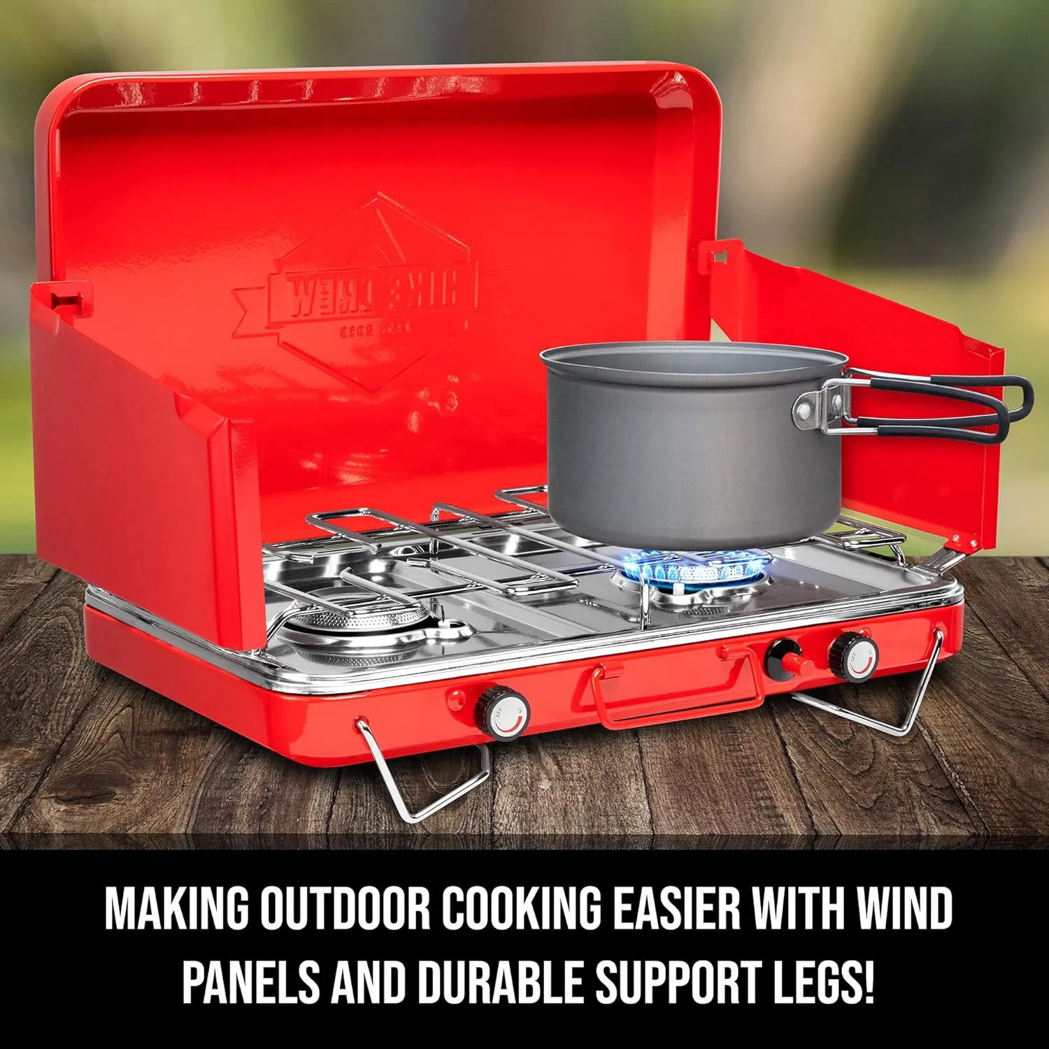 2 Burner Propane Stove, 20,000 BTU Portable Stove with Handle & Foldable Legs