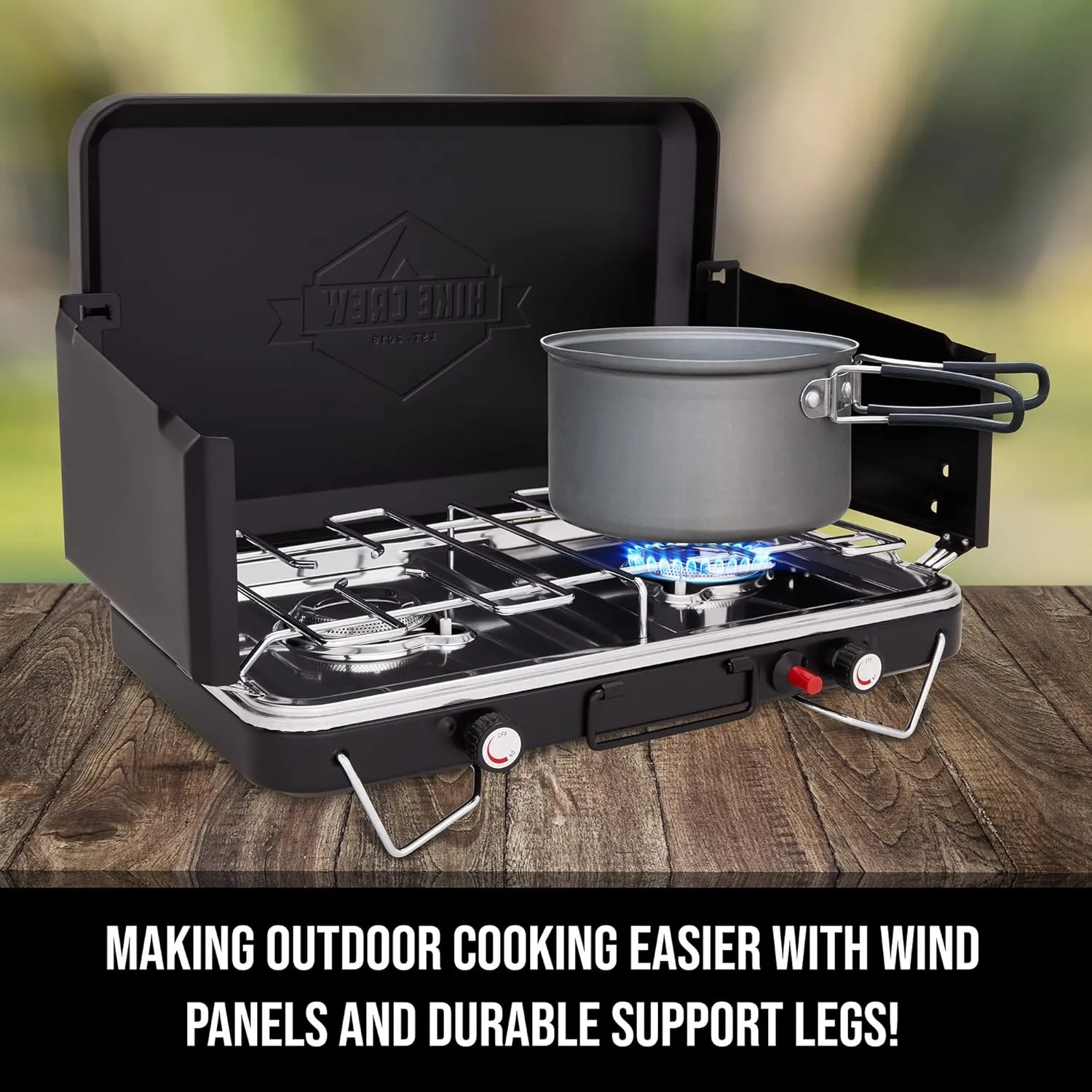 2 Burner Propane Stove, 20,000 BTU Portable Stove with Handle & Foldable Legs