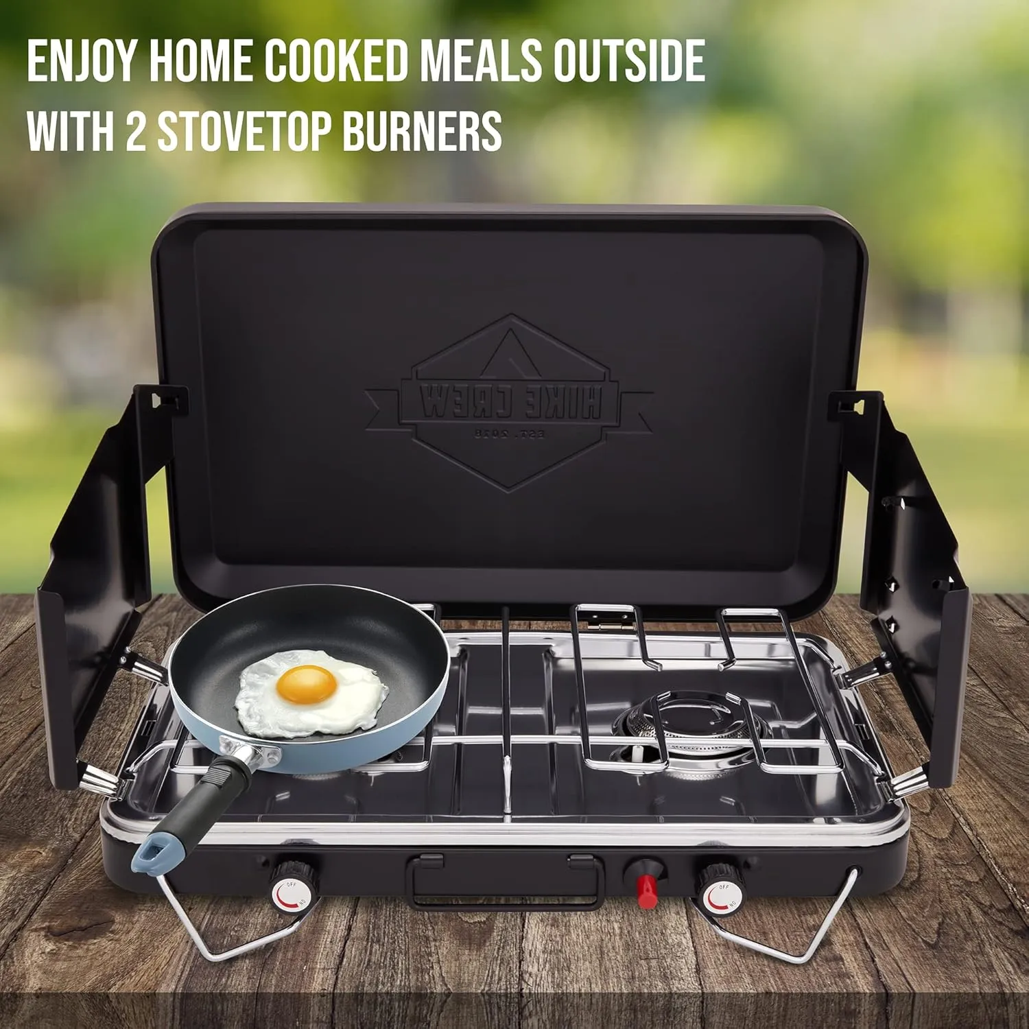 2 Burner Propane Stove, 20,000 BTU Portable Stove with Handle & Foldable Legs