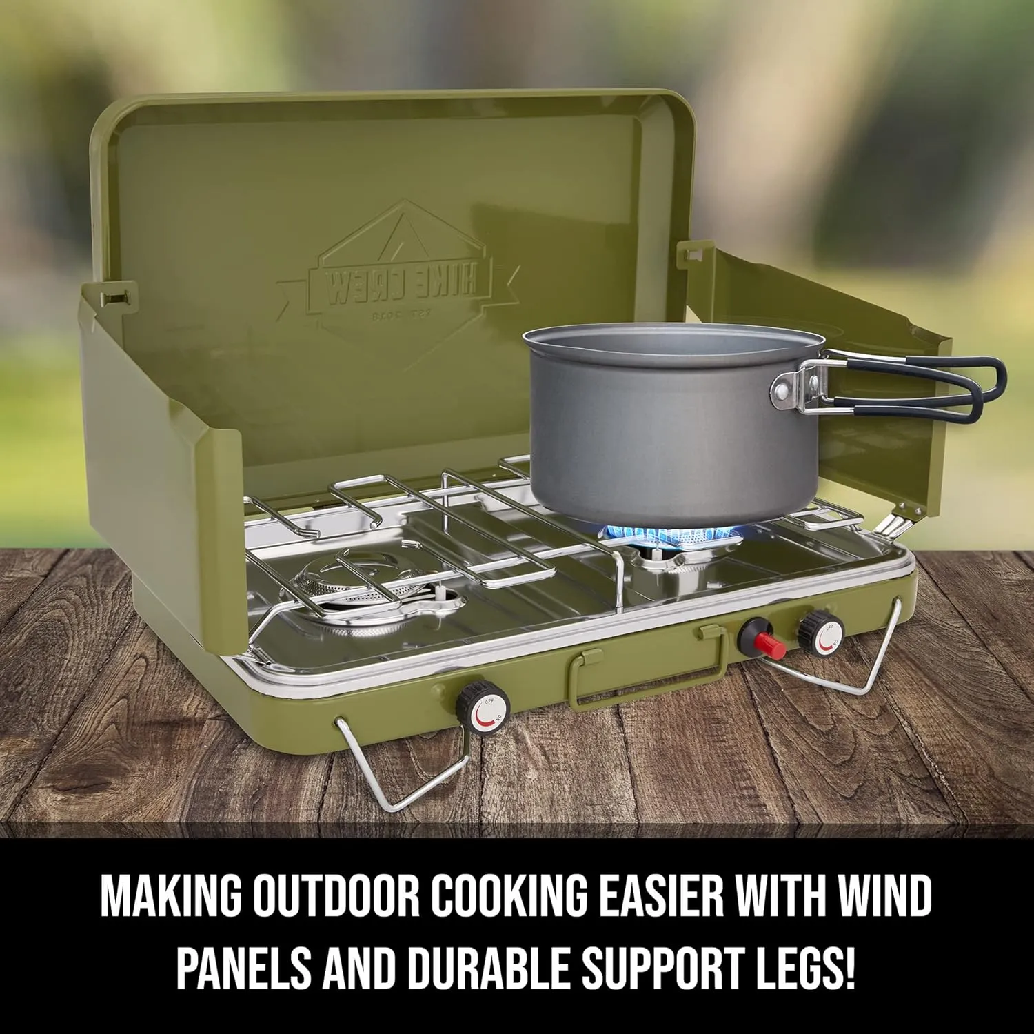 2 Burner Propane Stove, 20,000 BTU Portable Stove with Handle & Foldable Legs