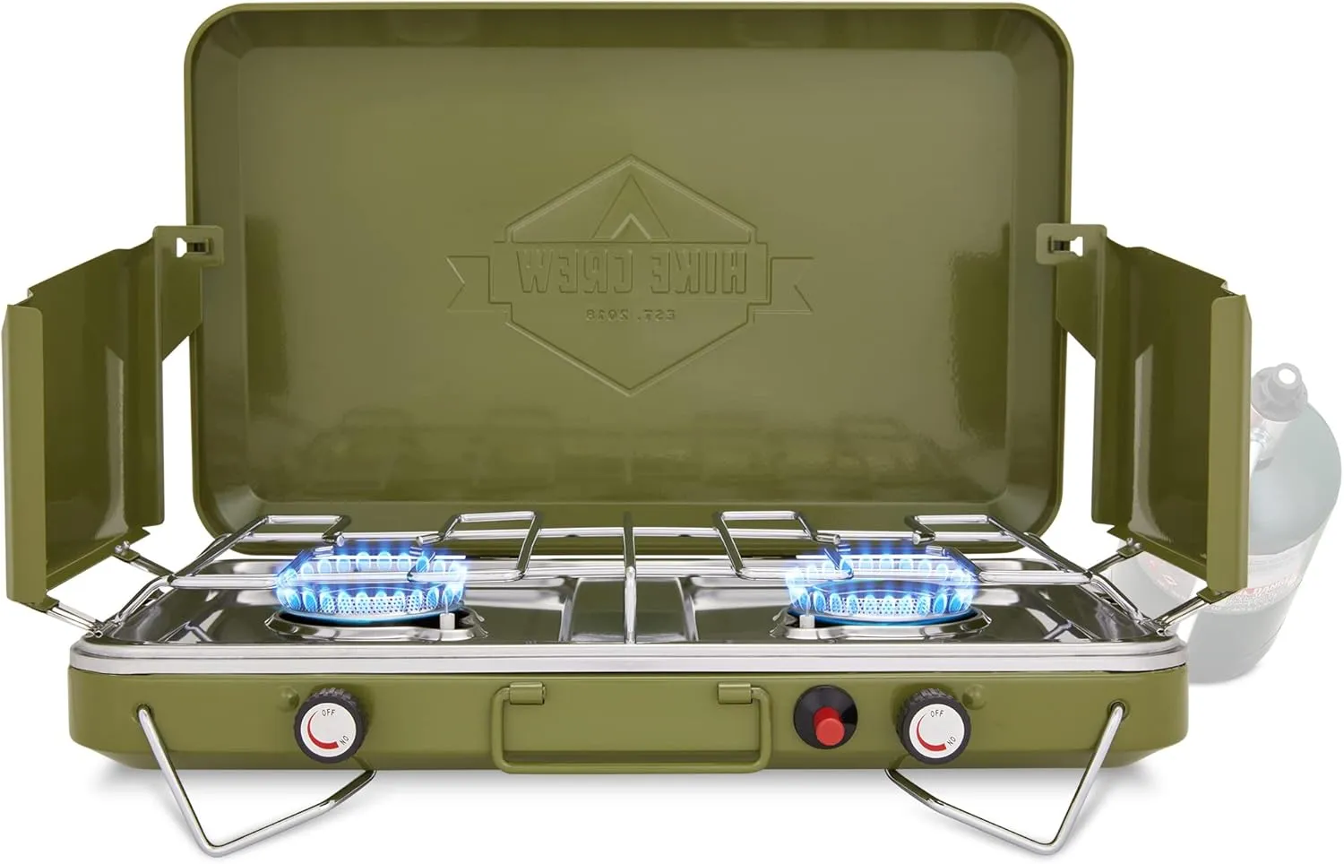 2 Burner Propane Stove, 20,000 BTU Portable Stove with Handle & Foldable Legs