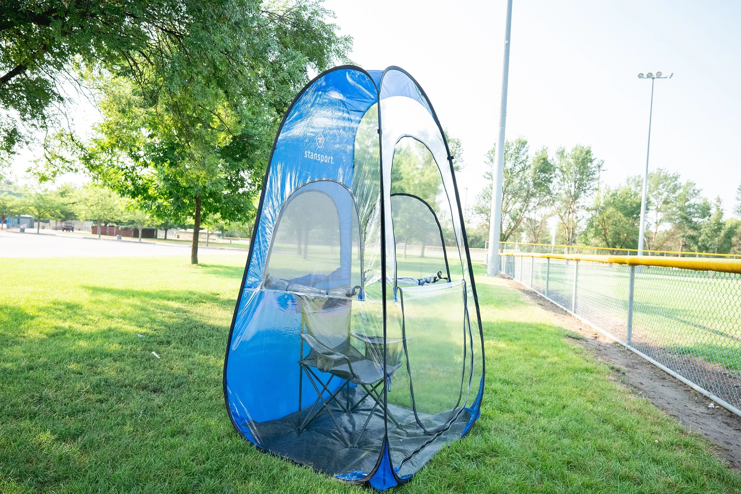 All Weather Pop Up Shelter - Clear / Blue