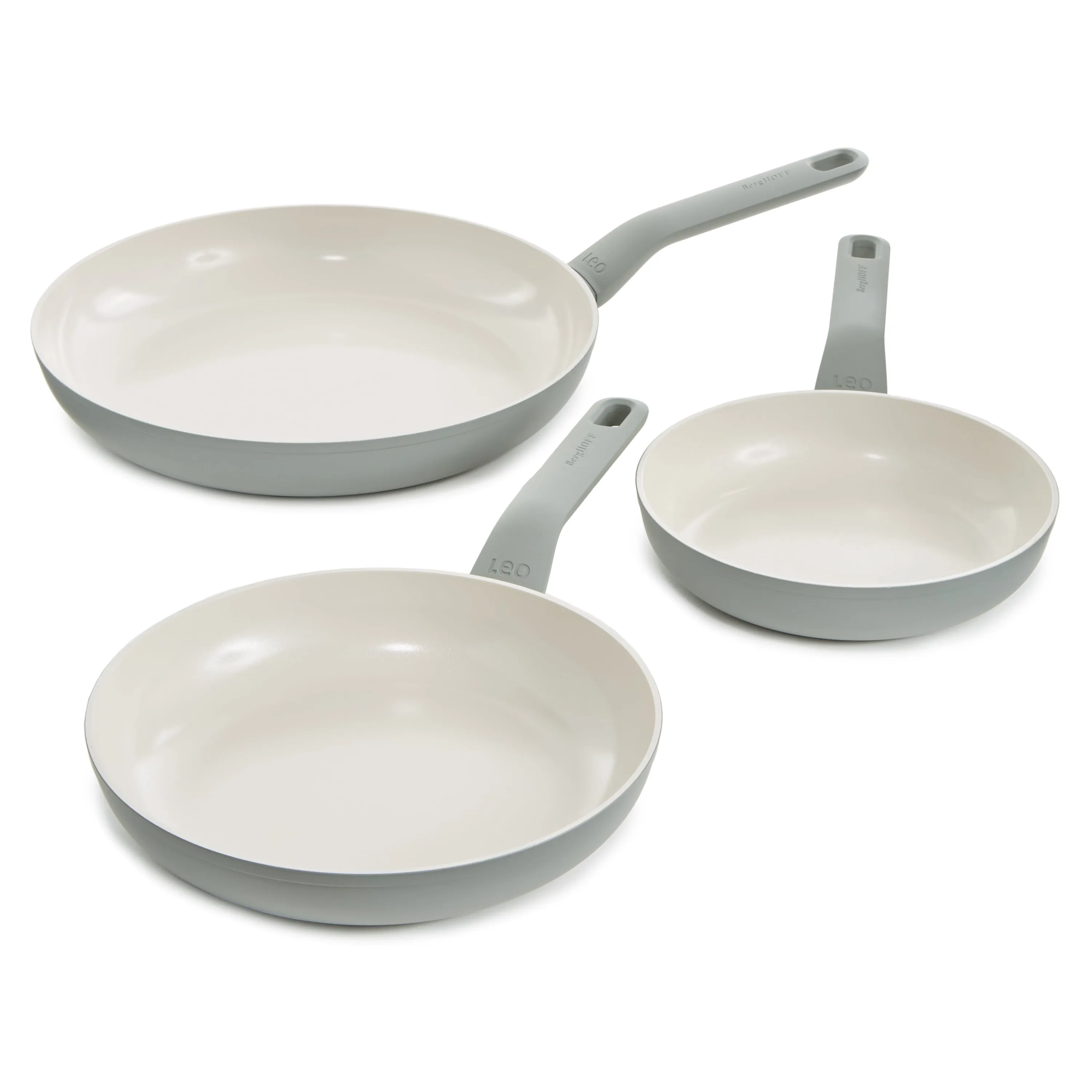 BergHOFF Balance 3Pc Nonstick Ceramic Frying Pan Set, Recycled Aluminum, Moonmist