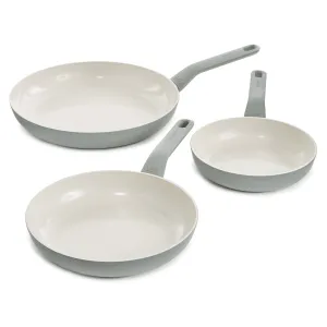 BergHOFF Balance 3Pc Nonstick Ceramic Frying Pan Set, Recycled Aluminum, Moonmist
