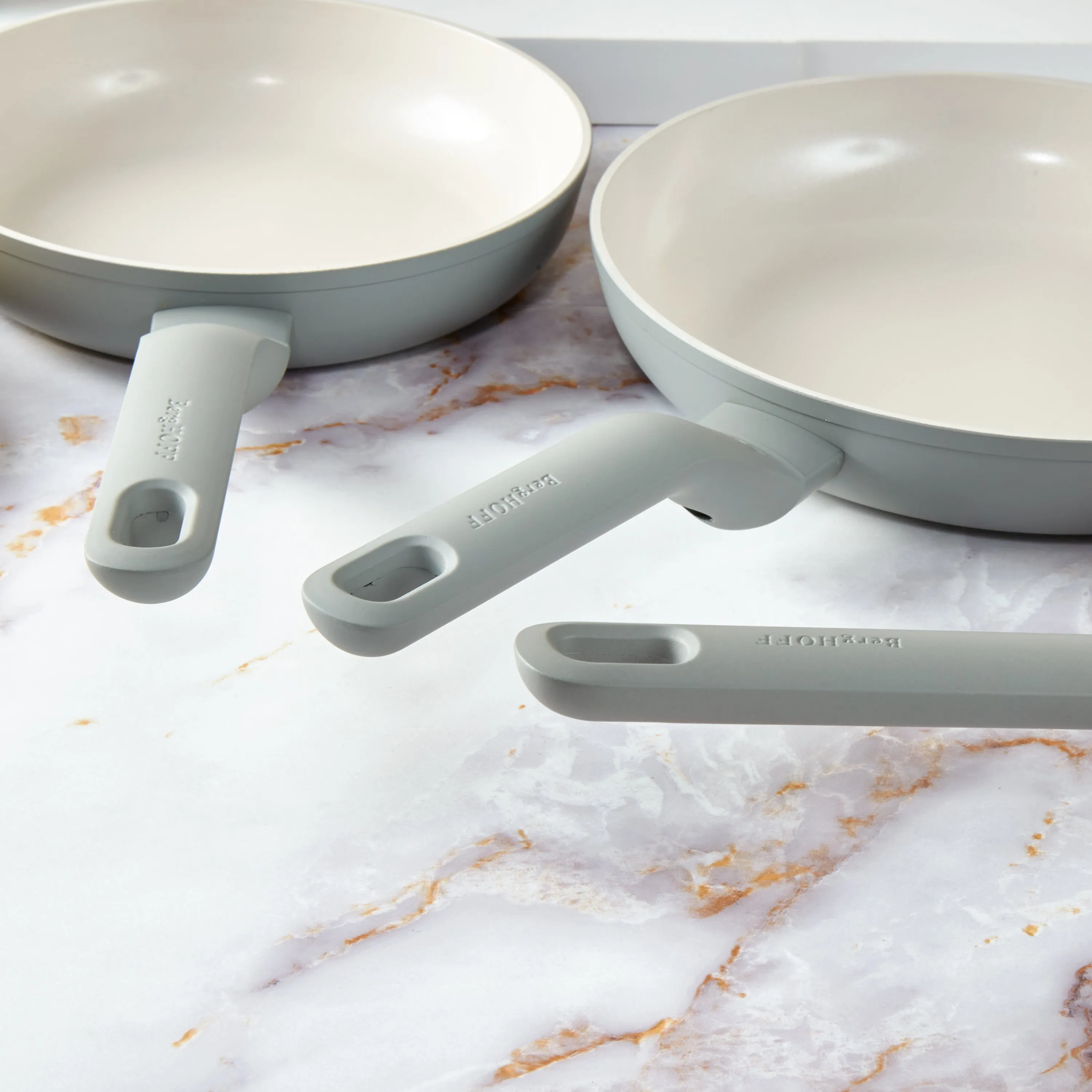 BergHOFF Balance 3Pc Nonstick Ceramic Frying Pan Set, Recycled Aluminum, Moonmist