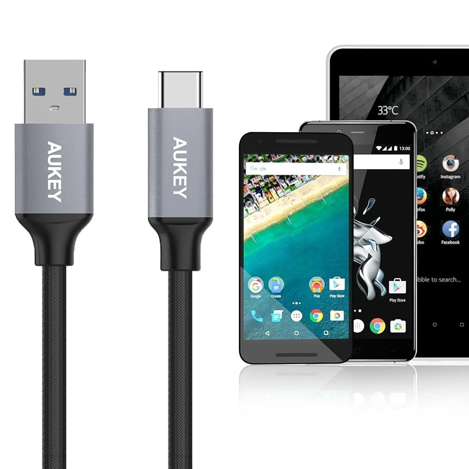 CB-CD3 2m USB-C to USB 3.0 Quick Charge 3.0 Performance Nylon Braided Cable