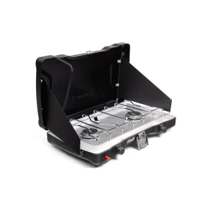 Coleman Triton  2-Burner Propane Camping Stove, Push-Button Instant Ignition, Portable Camp Grill, Adjustable Burners, Wind Guards, 22,000 Total BTUs of Power, Beach Cookouts, Backyard BBQ, Tailgating