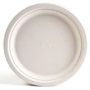 EFPL1091-D Compostable 9" Heavy-Duty Sugarcane Paper Plates - 500 Pcs | Denson CFE