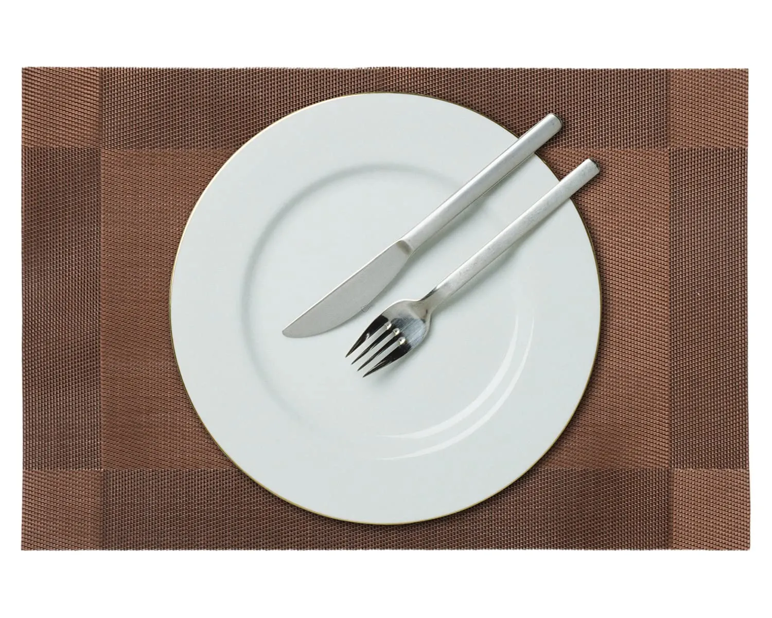 Heart Home Reversible Non-Slip Wipe Clean Heat Resistant PVC Placemats for Dining Table, Set of 6 (Brown)-50HH01319