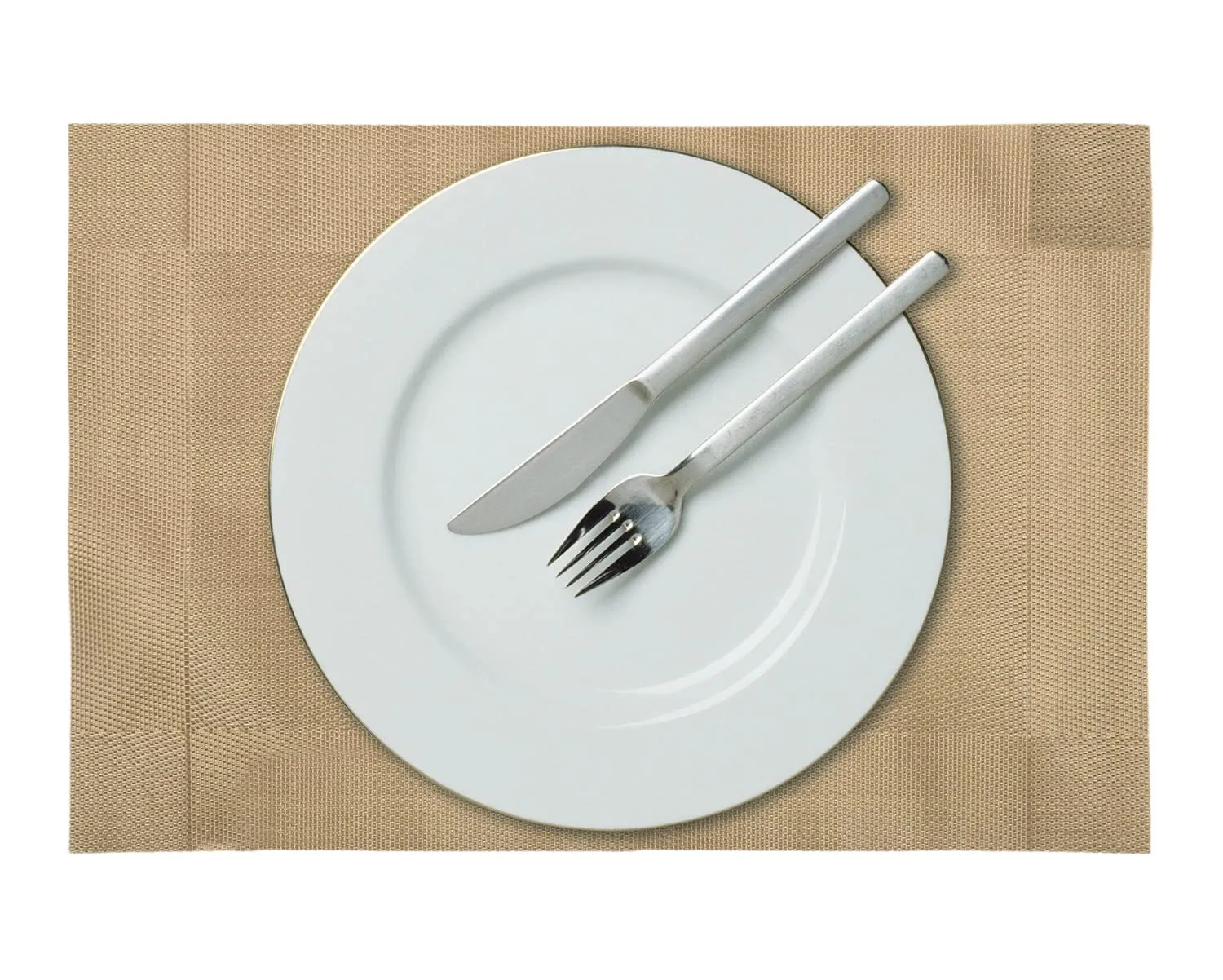 Heart Home Reversible Non-Slip Wipe Clean Heat Resistant PVC Placemats for Dining Table, Set of 6 (Light Brown)-50HH01307