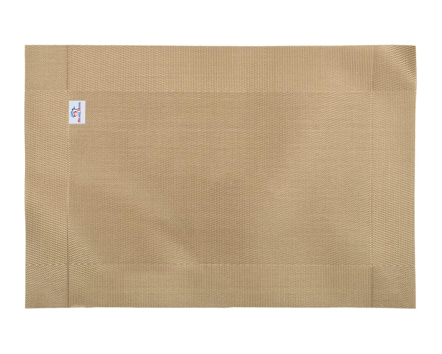Heart Home Reversible Non-Slip Wipe Clean Heat Resistant PVC Placemats for Dining Table, Set of 6 (Light Brown)-50HH01307