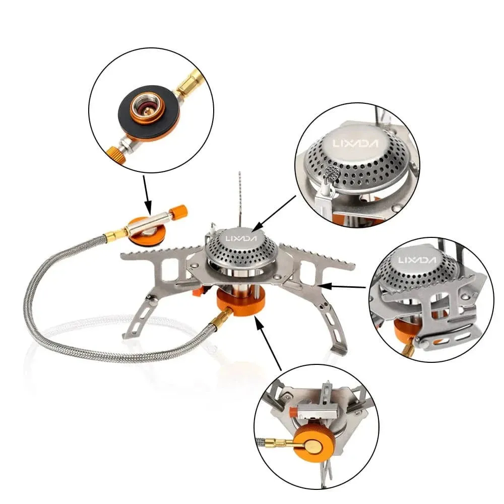 Lixada 3000W Outdoor Gas Stove Mini Camping Stove Burner Cooking Picnic Portable Foldable Furnace Lightweight Split Burner Stove