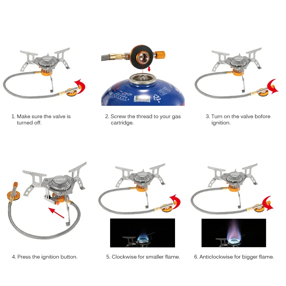 Lixada 3000W Outdoor Gas Stove Mini Camping Stove Burner Cooking Picnic Portable Foldable Furnace Lightweight Split Burner Stove