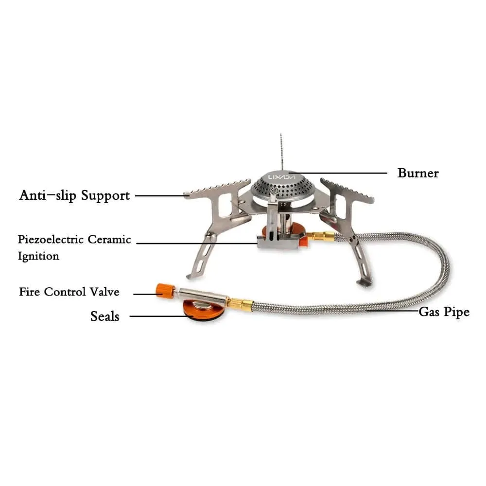 Lixada 3000W Outdoor Gas Stove Mini Camping Stove Burner Cooking Picnic Portable Foldable Furnace Lightweight Split Burner Stove