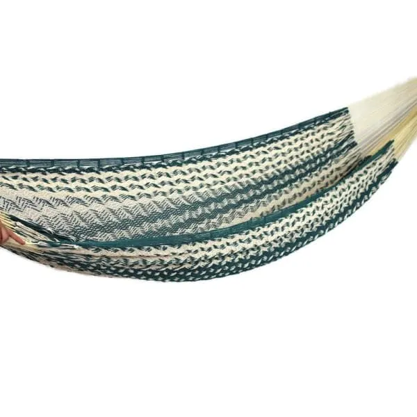 Mexican Hammock Traditional Cotton Dark Green & White