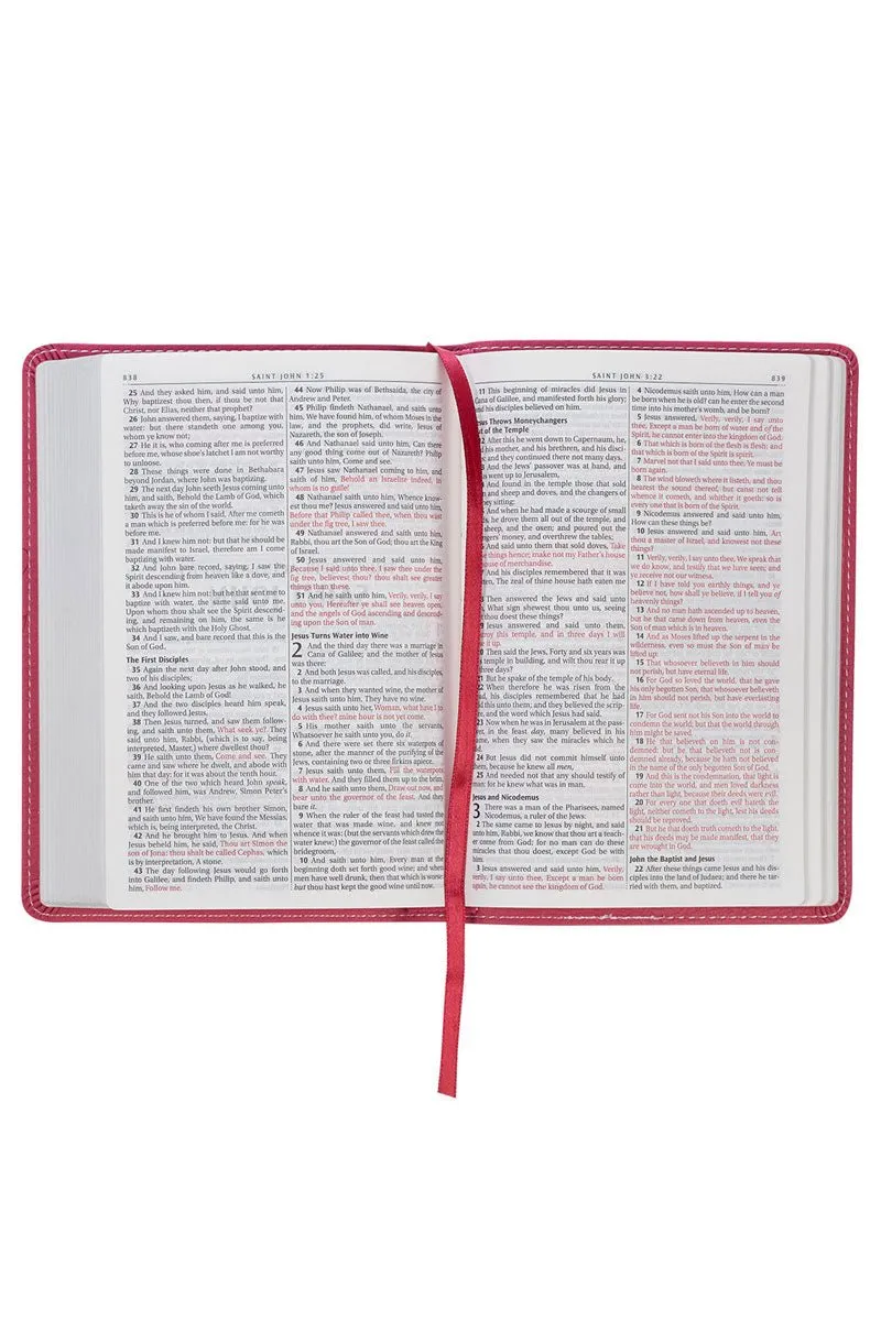 Pink Blossom Faux Leather KJV Compact Bible