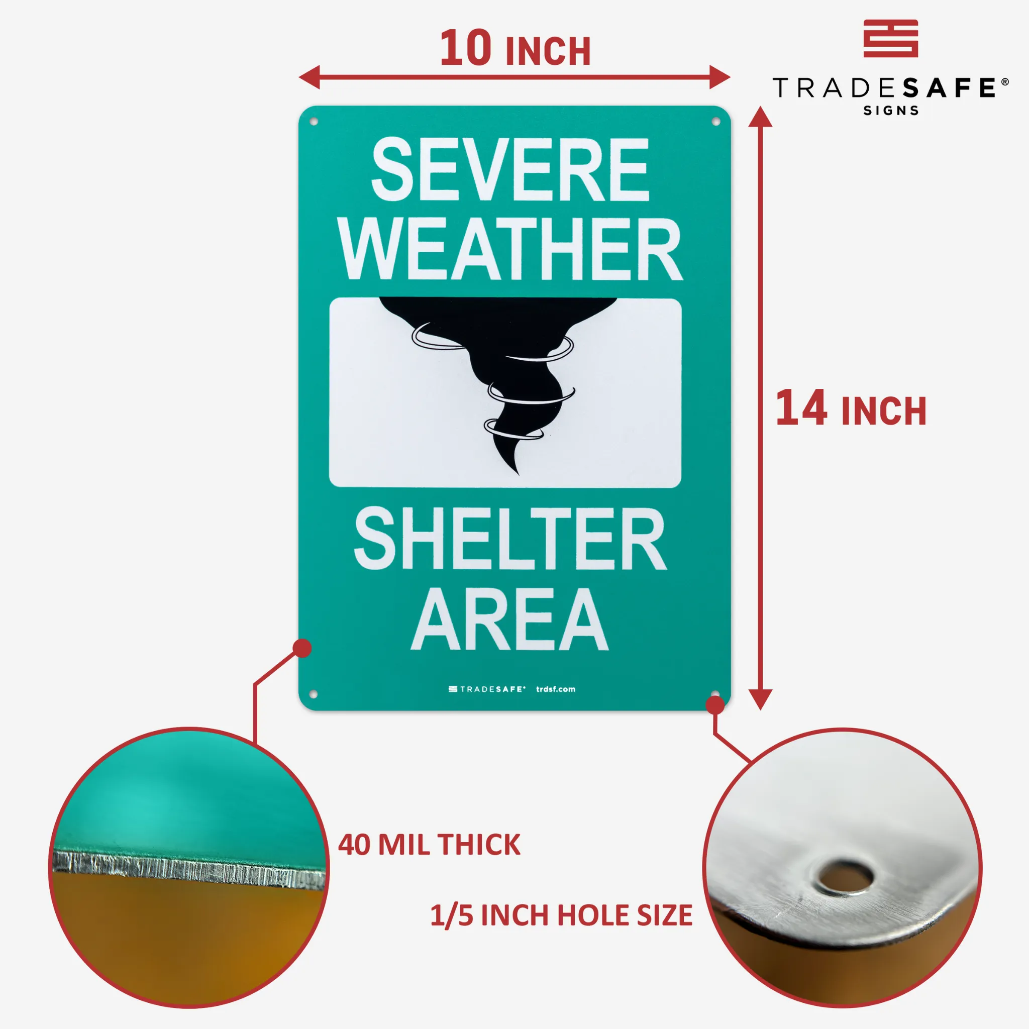 Severe Weather Shelter Area Aluminum Sign