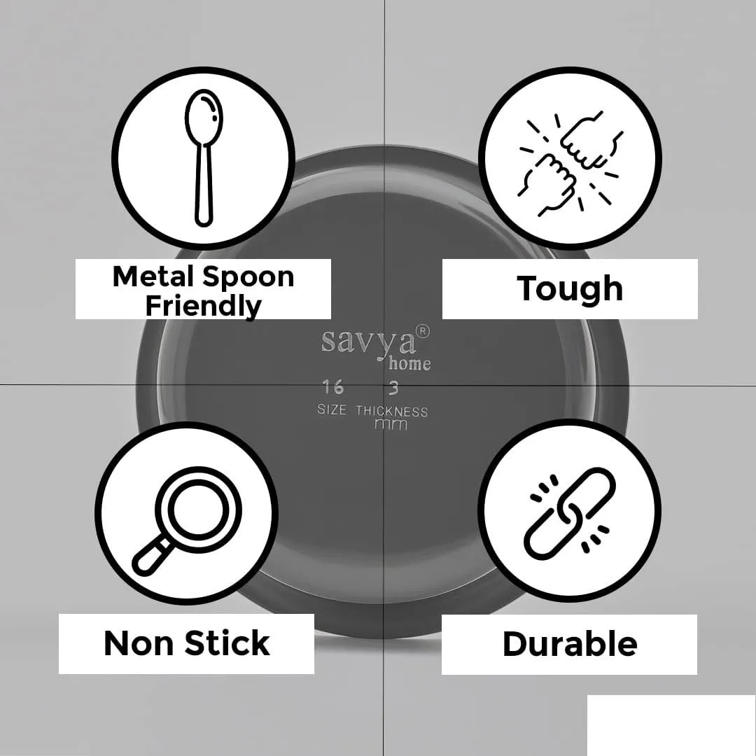 UMAI X Savya Home Hard Anodized Patila, Tope | Non-Stick & Non-Corrosive Hard Anodized Aluminium|Even Heat Distribution for Healthy Cooking|Metal Spoon Friendly Surface | 18cm, 2.3 liters